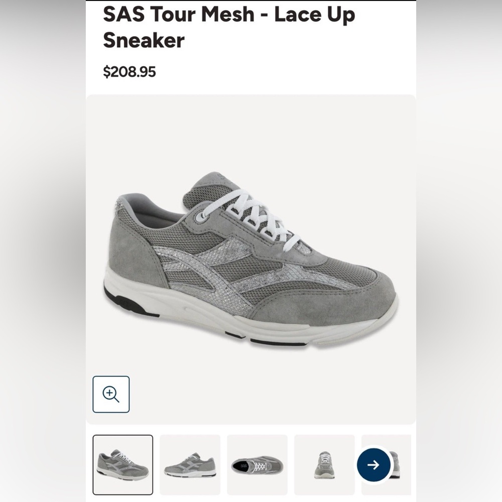 SAS Mesh Lace-Up Sneaker in Gray Women Size 10 WW